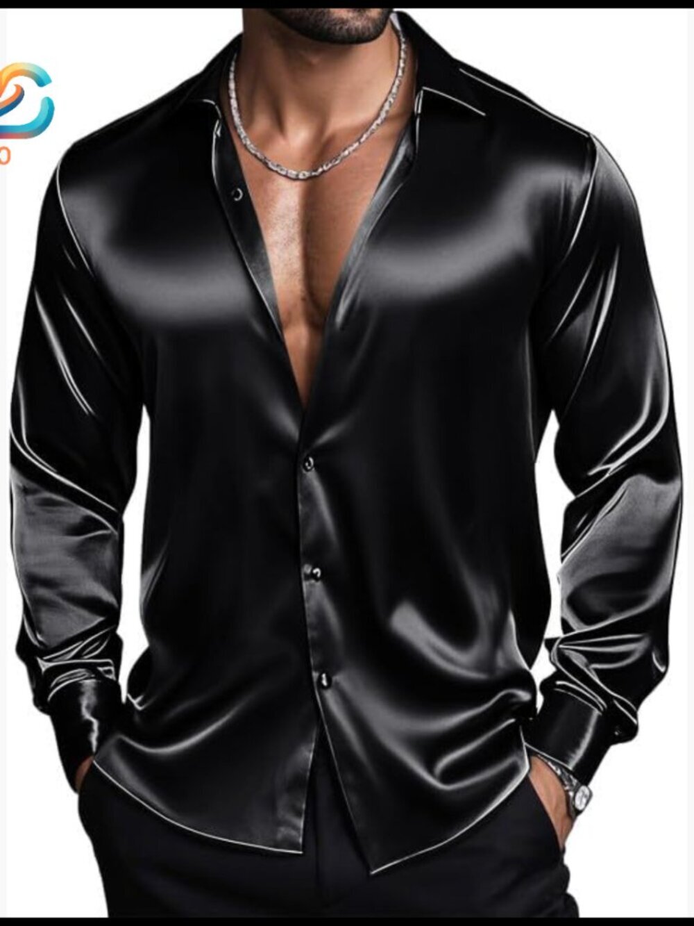 Men's Stretch Silk-Like Dress Shirt Long Sleeve Button Down Formal Casual